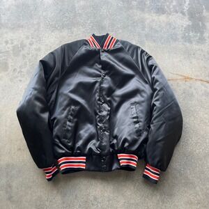 Vintage WestArk Idaho Falls Tigers Satin Varsity Jacket Mens Medium Black USA
